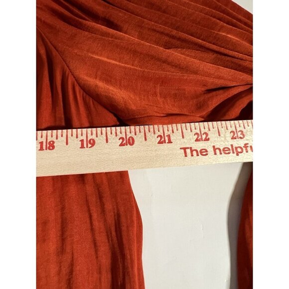 Rebecca Taylor rust orange v-neck pleated sleeves blouse M boho flowy office - Picture 9 of 10